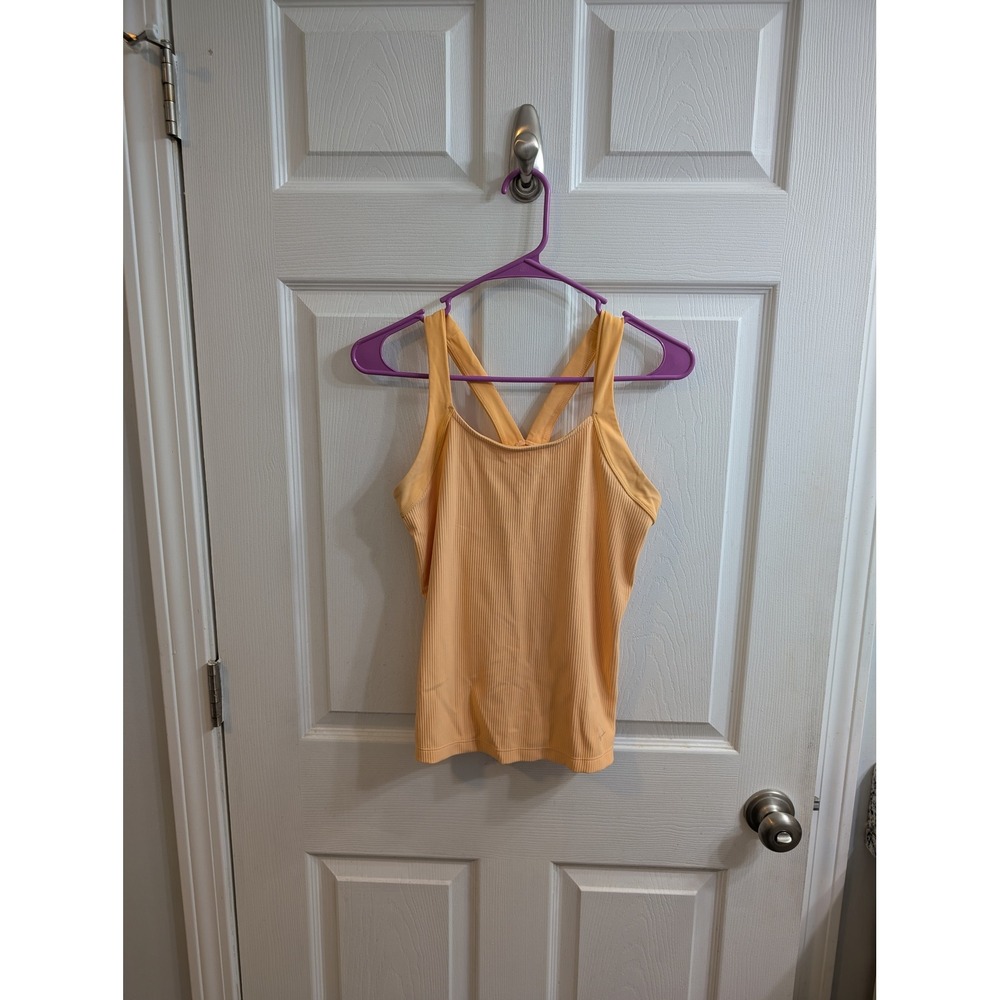 Move Theology Ribbed Tank Top Women Peach Coral Racerback Athletic Fit - Size M